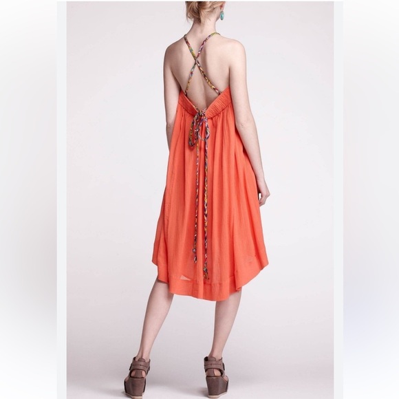 Anthropologie Vanessa Virginia Coral Cotton Gauze Maxi Dress. - Picture 1 of 12